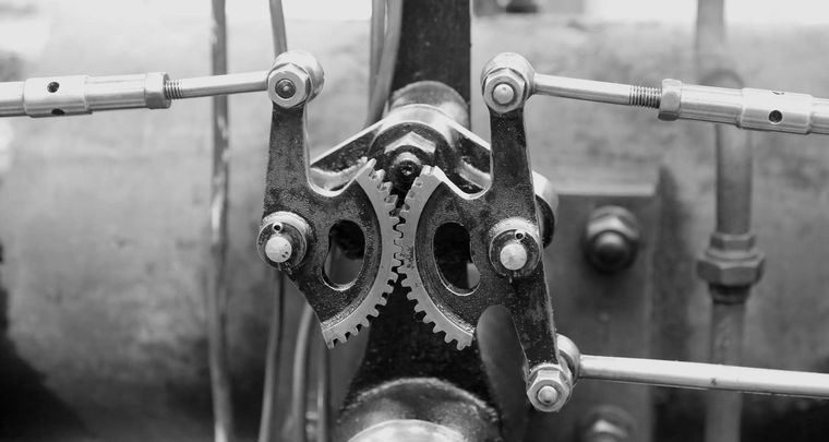 A close up view of a machine with gears